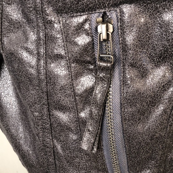 Mag Couture Faux Fur Collar and Lined Dark Metallic Zip Front Vest Size Small - Picture 9 of 14